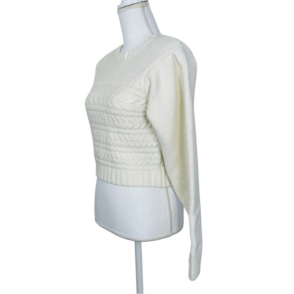 For Love & Lemons Dominique Shoulder Pad Sweater In Ivory Size XSmall - Picture 7 of 15